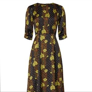 Scotch & soda yellow floral print midi dress - small